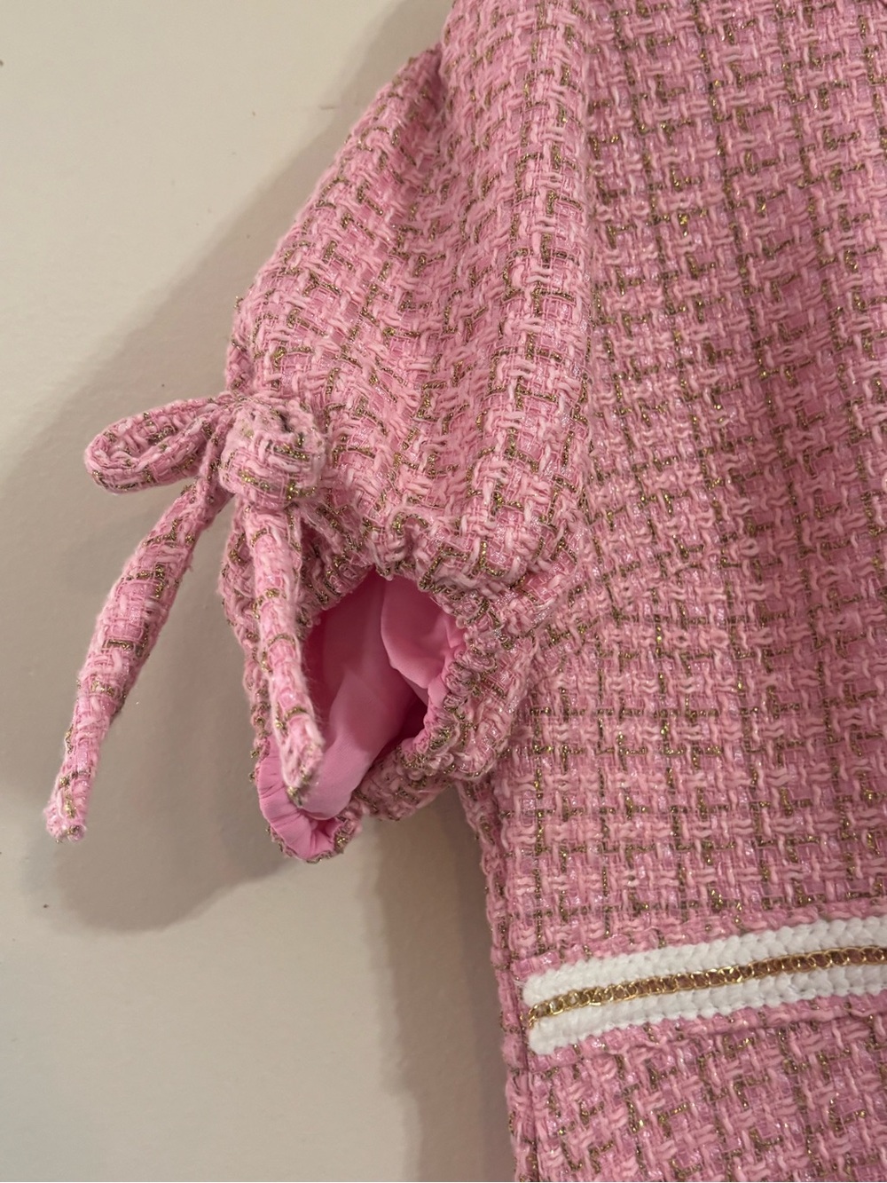 Simply Southern Pink Tweed Mini Dress with Scalloped Hem L XL - Picture 4 of 13